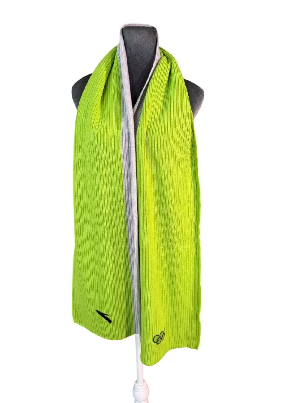 ASICS Olympic Green & Gray Ribbed Knit Scarf